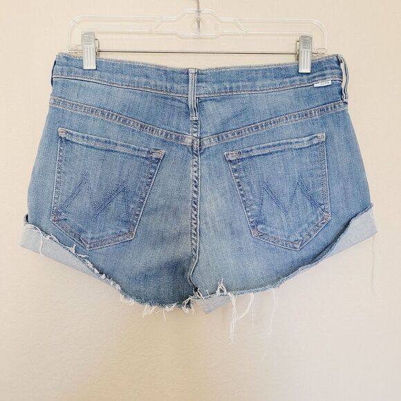 Mother Rascal Slit Flip Jean Shorts Womens 28 Blue High Rise One Smart Cookie - Picture 10 of 10